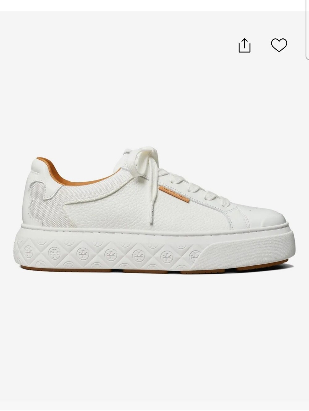 Tory Burch Ladybug White Leather Sneaker with Tan Interior Size 7 Women's